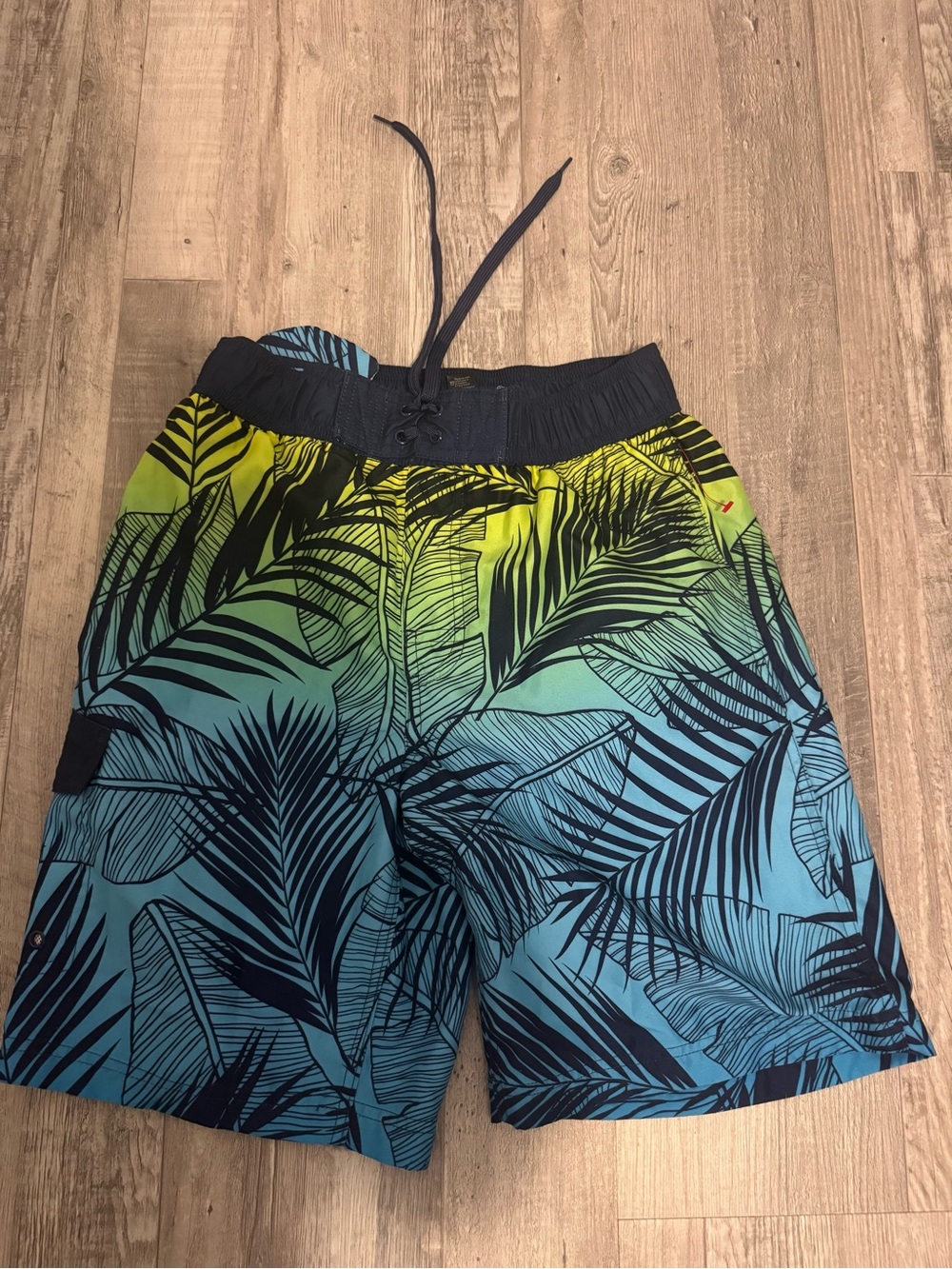 George Men's Black, Blue & Green Tropical Swim Athletic Shorts